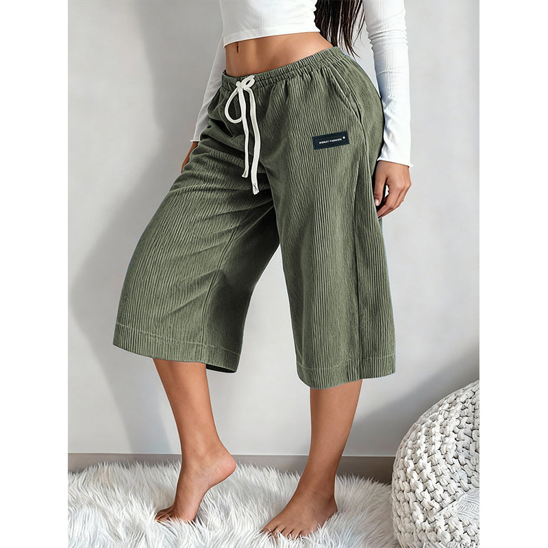 🎉 2026 Sale — Over 33,000 Sold! 💞 Women's Ribbed Wide-Leg Drawstring Cropped Pants