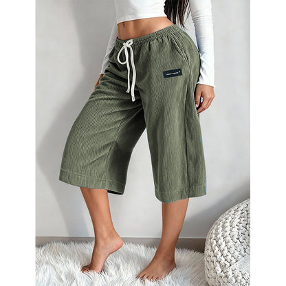 🎉 2026 Sale — Over 33,000 Sold! 💞 Women's Ribbed Wide-Leg Drawstring Cropped Pants