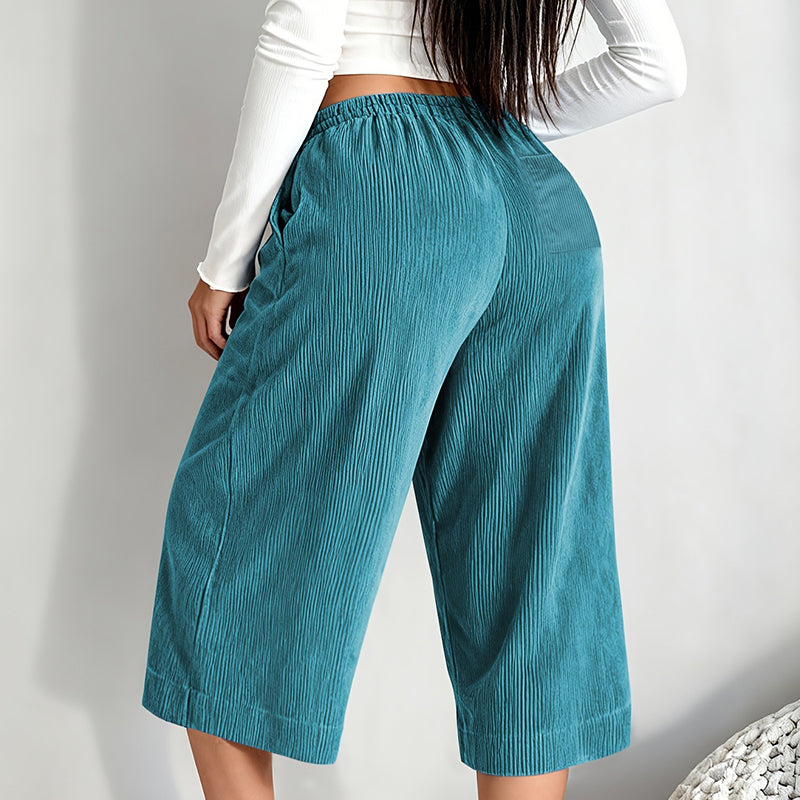 🎉 2026 Sale — Over 33,000 Sold! 💞 Women's Ribbed Wide-Leg Drawstring Cropped Pants