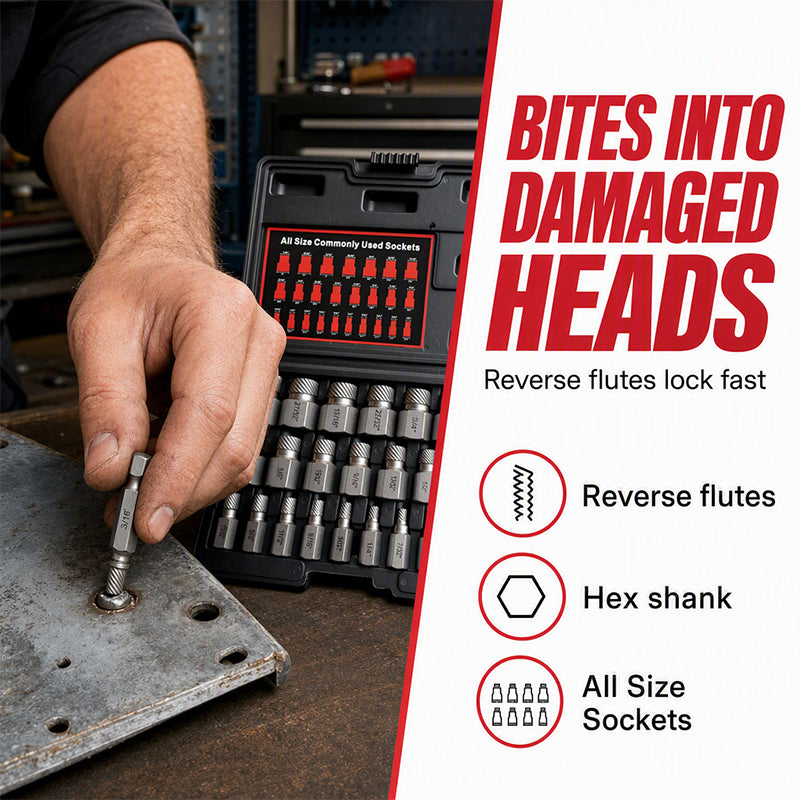 Damaged Screw Extractor Set with Storage Case