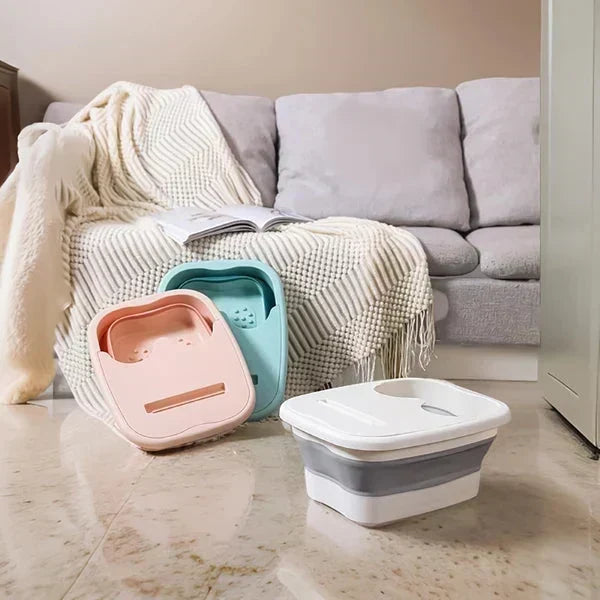 ⏳Time-Limited Special⏰Collapsible Foot Spa Basin with Lid | Portable Silicone Foot Soak Tub with Massage Rollers for Home Relaxation