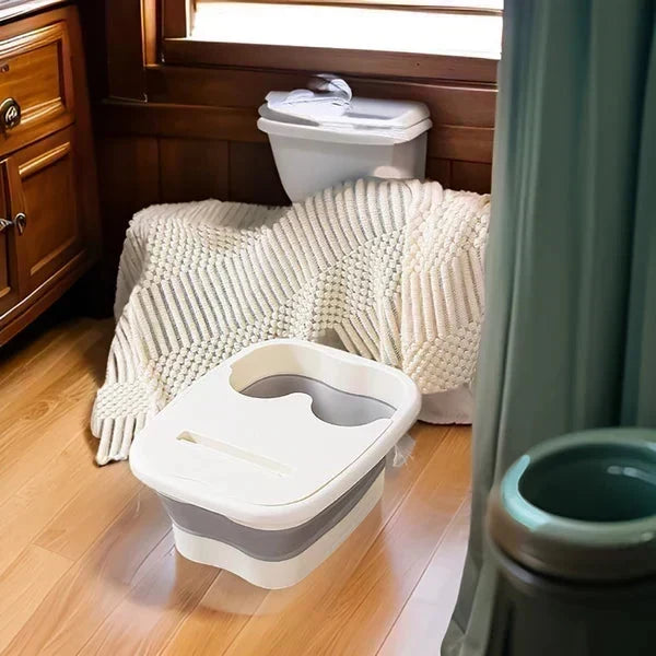 ⏳Time-Limited Special⏰Collapsible Foot Spa Basin with Lid | Portable Silicone Foot Soak Tub with Massage Rollers for Home Relaxation