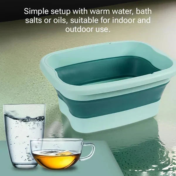 ⏳Time-Limited Special⏰Collapsible Foot Spa Basin with Lid | Portable Silicone Foot Soak Tub with Massage Rollers for Home Relaxation