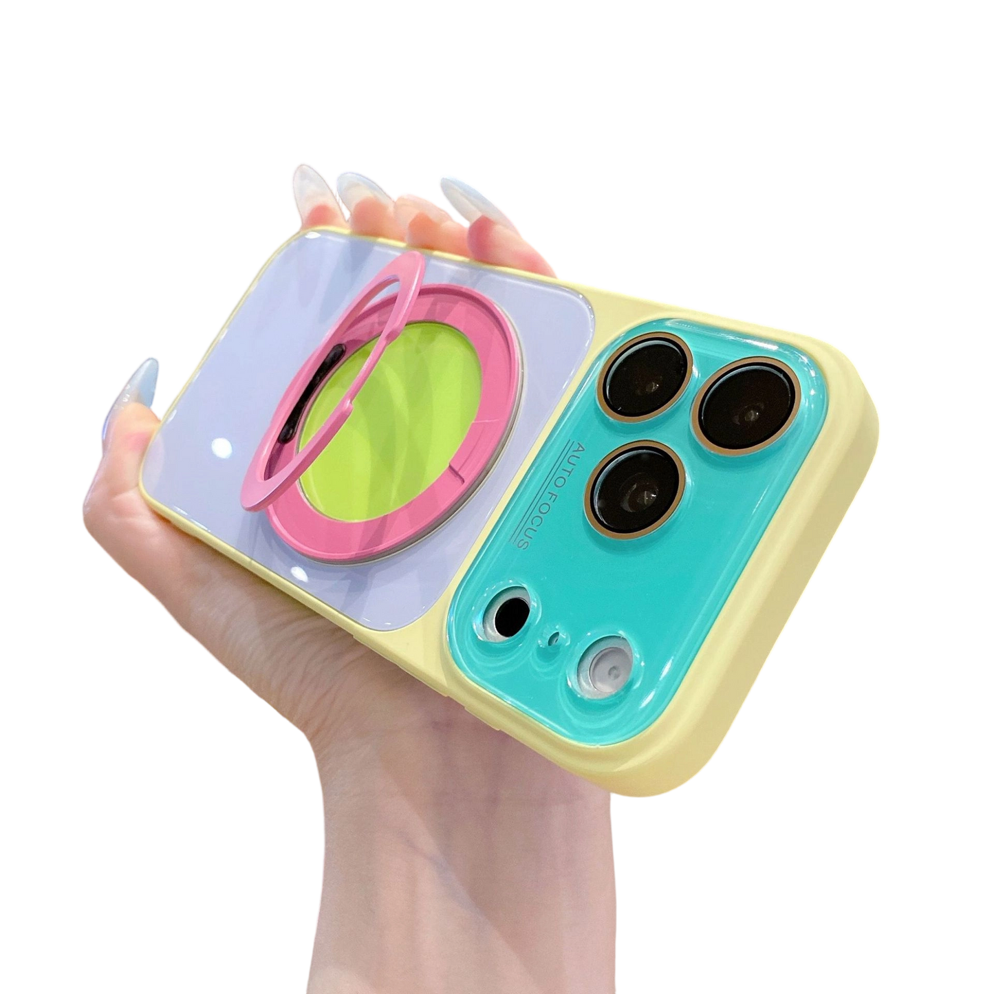 Color Block 360° Rotating Ring Stand Phone Case