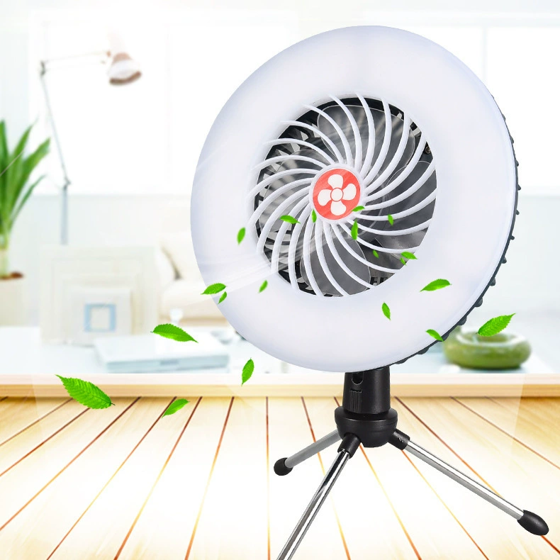 🏕️✨Portable Fan Light with 3 Speeds & LED Lantern