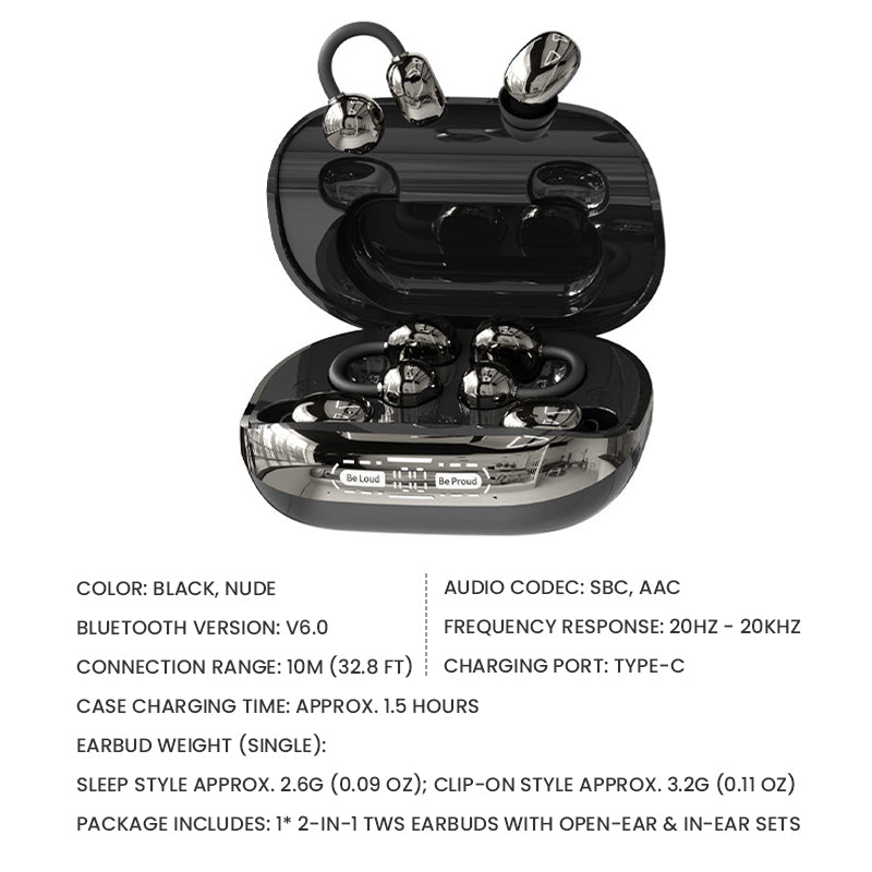 2-in-1 TWS Earbuds with Open-Ear & In-Ear Sets