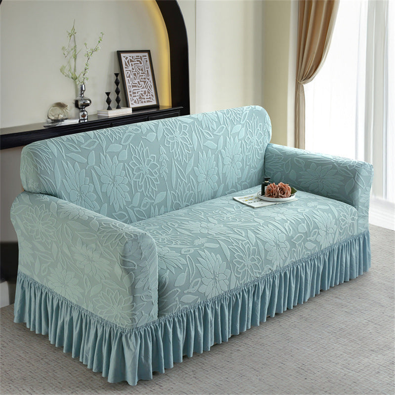 🛋️🛡️Full-Coverage Jacquard Sofa Slipcover with Ruffled Skirt