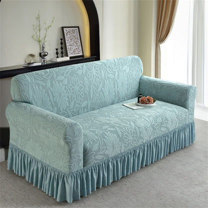 🛋️🛡️Full-Coverage Jacquard Sofa Slipcover with Ruffled Skirt