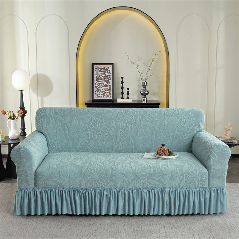 🛋️🛡️Full-Coverage Jacquard Sofa Slipcover with Ruffled Skirt