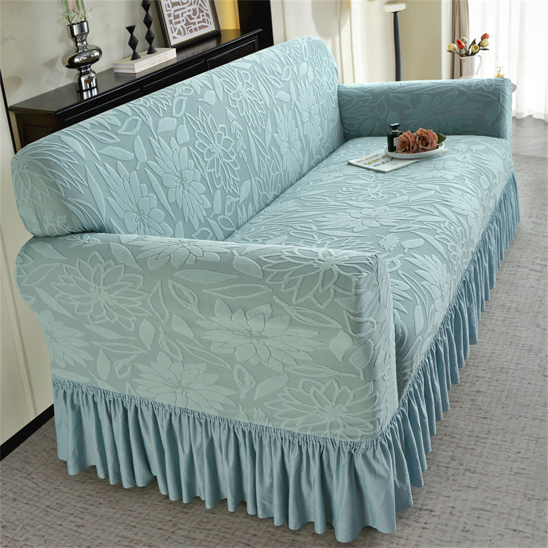 🛋️🛡️Full-Coverage Jacquard Sofa Slipcover with Ruffled Skirt