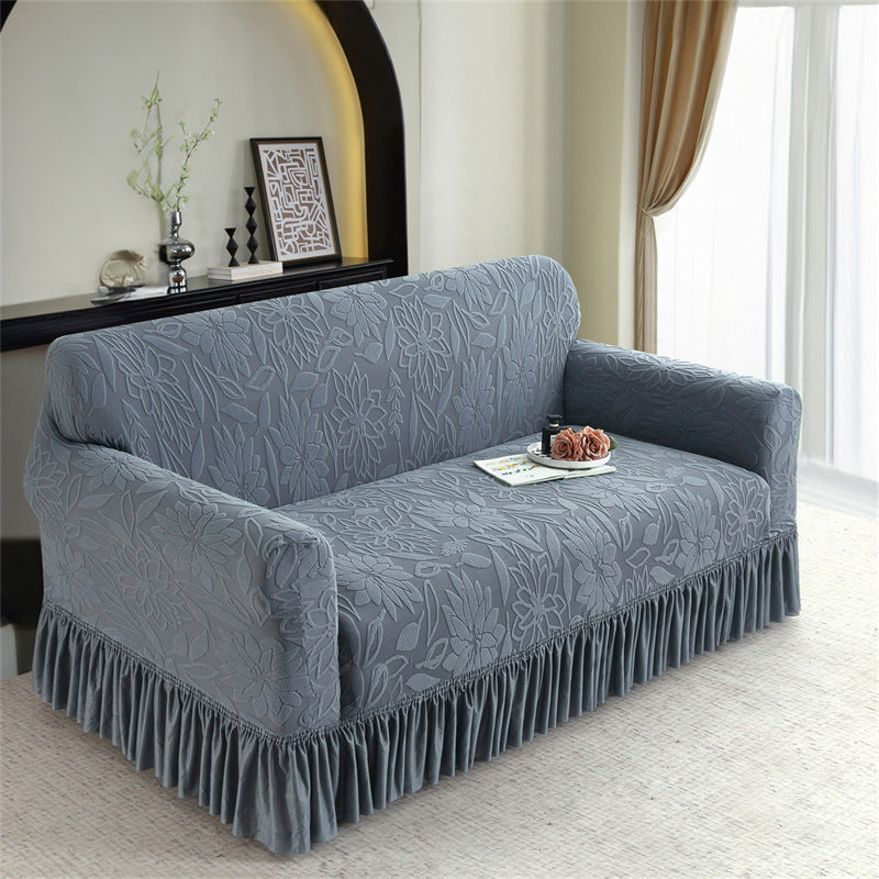 🛋️🛡️Full-Coverage Jacquard Sofa Slipcover with Ruffled Skirt