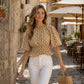 🛍️ 50% Off – Women's Polka-Dot Top – fitted cut, 3/4 sleeves & versatile – for modern everyday style 🌸