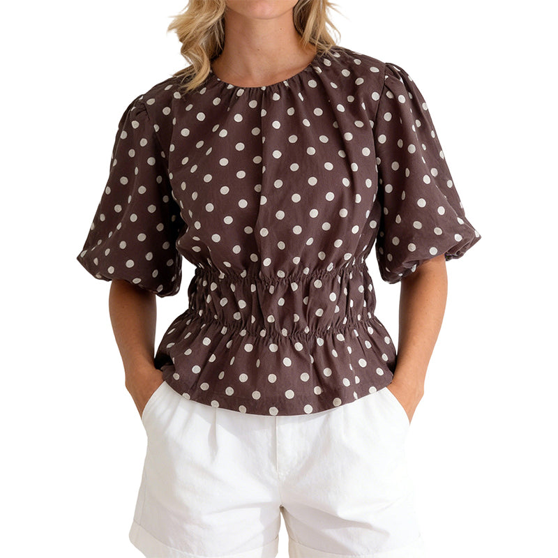 🛍️ 50% Off – Women's Polka-Dot Top – fitted cut, 3/4 sleeves & versatile – for modern everyday style 🌸