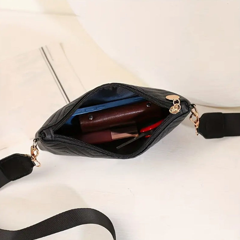 📢📢50% OFF !! ⏰Women Wave Embossed Crossbody Bag Set Wide Strap Commuter Shoulder Bag