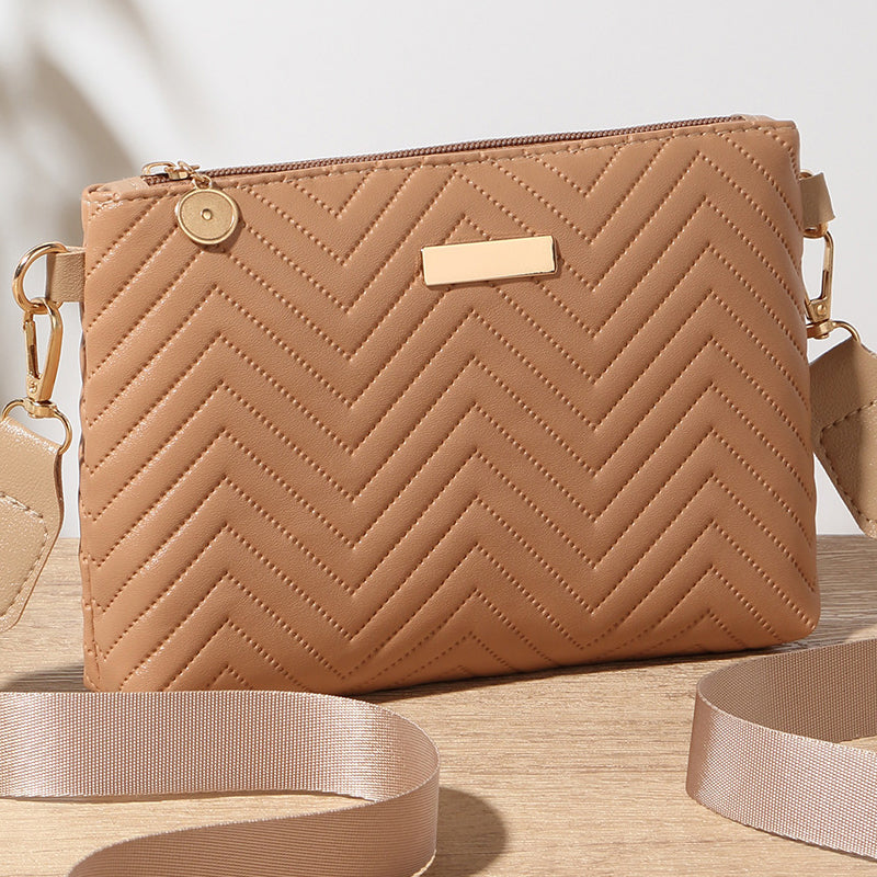 📢📢50% OFF !! ⏰Women Wave Embossed Crossbody Bag Set Wide Strap Commuter Shoulder Bag