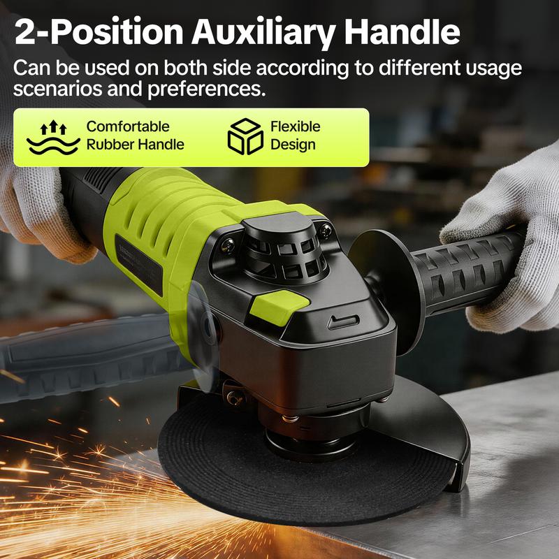 ⚡ SEESE 5‑Inch 8‑Amp Angle Grinder – 6‑Speed Variable, 11000 RPM 🛠️ 🔧 Includes Cutting Wheels, Flap Disc & Auxiliary Handle 💪 Perfect for Cutting, Grinding, Polishing & Rust Removal