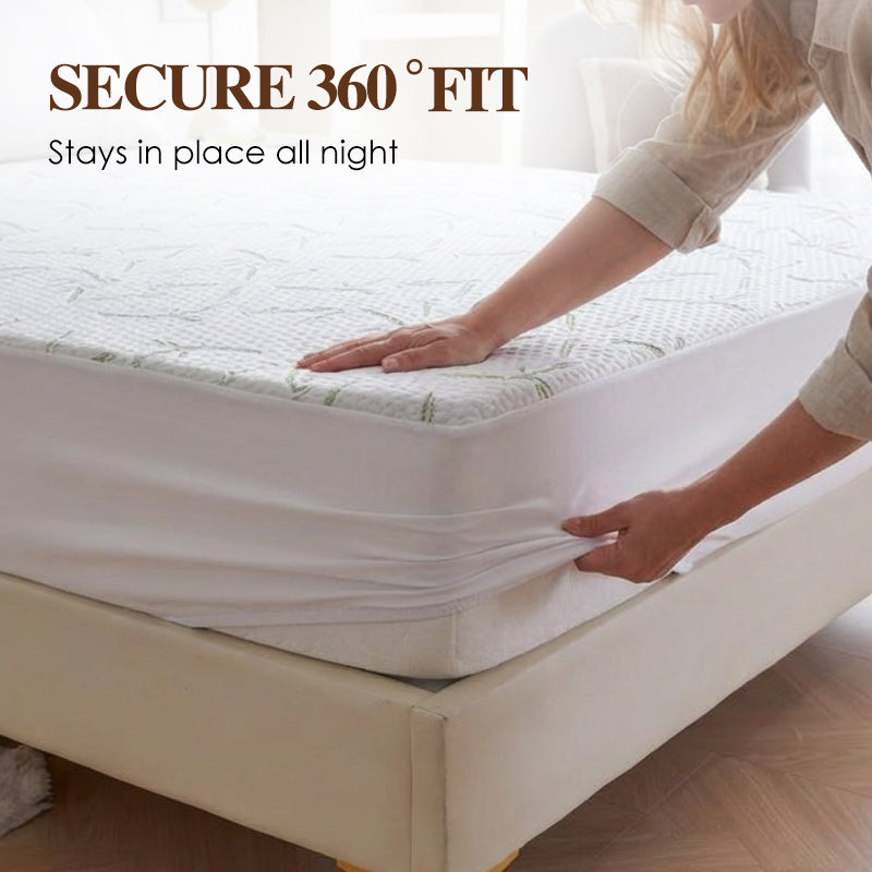 🛏️ LIMITED-TIME 50% OFF ✨ Bamboo Fiber Waterproof Mattress Protector — Noiseless TPU, Breathable & 360° Deep Pocket Snug Fit 🌱