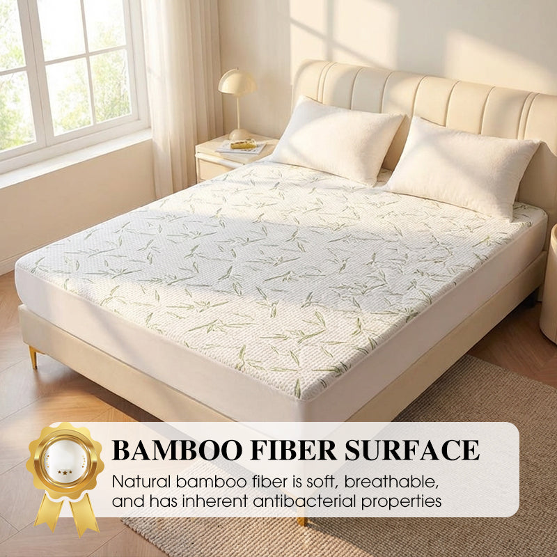 🛏️ LIMITED-TIME 50% OFF ✨ Bamboo Fiber Waterproof Mattress Protector — Noiseless TPU, Breathable & 360° Deep Pocket Snug Fit 🌱