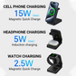 Foldable 3-in-1 15W Fast Wireless Charger