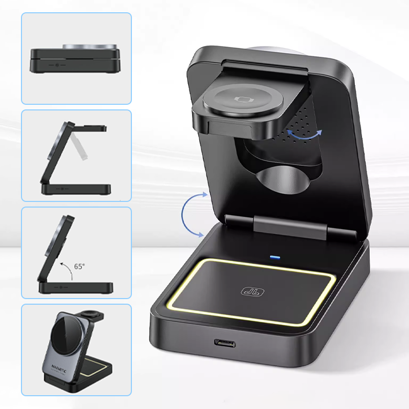 Foldable 3-in-1 15W Fast Wireless Charger
