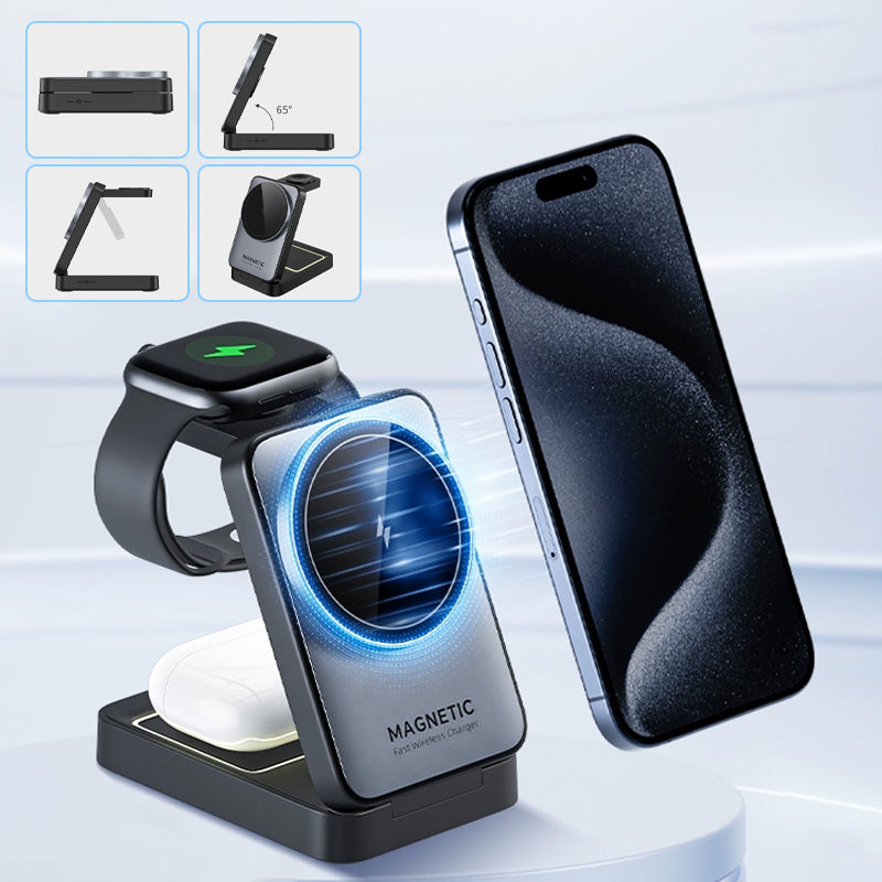 Foldable 3-in-1 15W Fast Wireless Charger