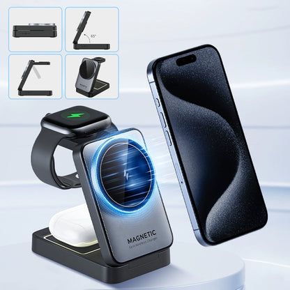Foldable 3-in-1 15W Fast Wireless Charger