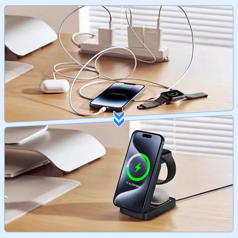 Foldable 3-in-1 15W Fast Wireless Charger
