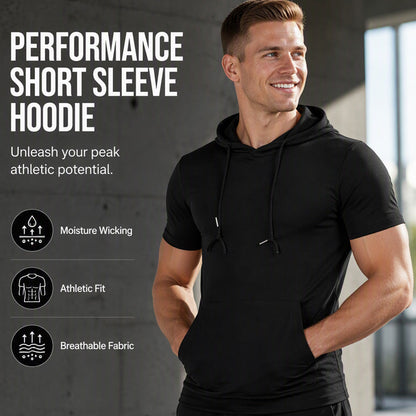 Men's Hooded Short Sleeve T-Shirt with Pocket