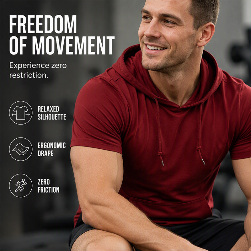 Men's Hooded Short Sleeve T-Shirt with Pocket