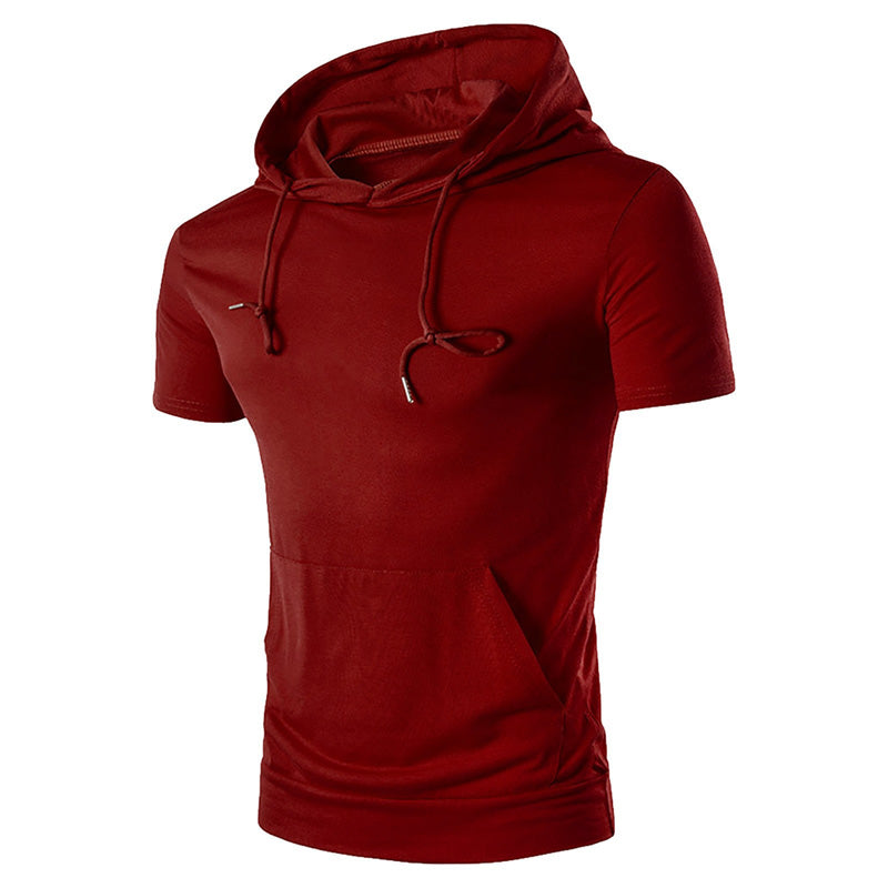 Men's Hooded Short Sleeve T-Shirt with Pocket
