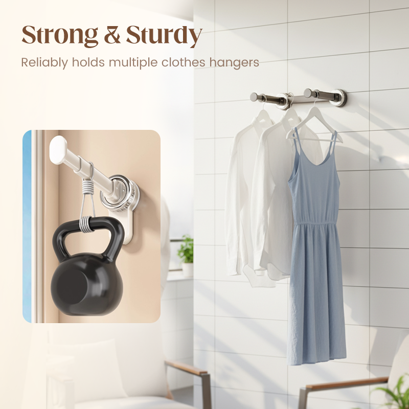 Foldable Telescopic Suction-Cup Hanger Rack