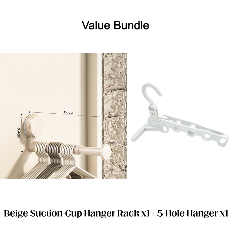 Foldable Telescopic Suction-Cup Hanger Rack