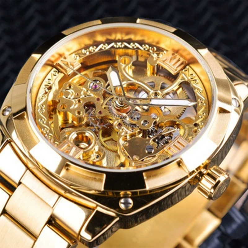 ⏳Time-Limited Special⏰Skeleton Automatic Watch – See The Movement, Feel The Craft – Self-Winding, Gold-Tone, Dress-Casual Style for Every Occasion 💼
