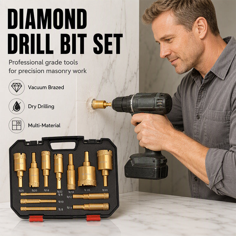 ⏳🔥LIMITED-TIME 50% OFF! ⏰🔧✨ 12-Piece Dry Diamond Tile Hole Saw Kit