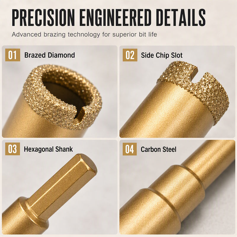 ⏳🔥LIMITED-TIME 50% OFF! ⏰🔧✨ 12-Piece Dry Diamond Tile Hole Saw Kit