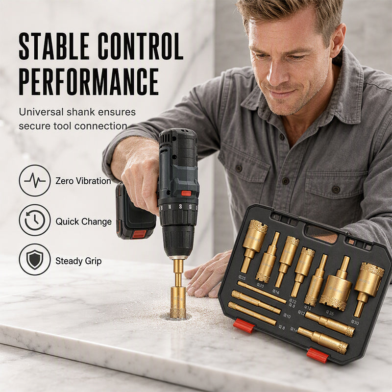⏳🔥LIMITED-TIME 50% OFF! ⏰🔧✨ 12-Piece Dry Diamond Tile Hole Saw Kit