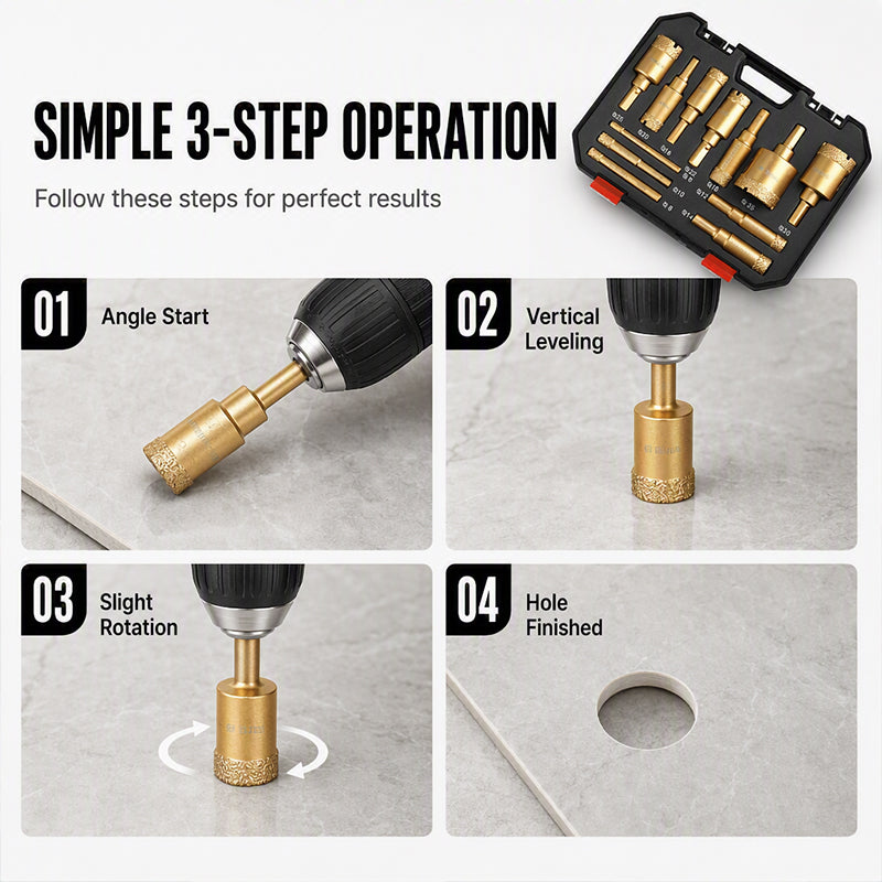 ⏳🔥LIMITED-TIME 50% OFF! ⏰🔧✨ 12-Piece Dry Diamond Tile Hole Saw Kit