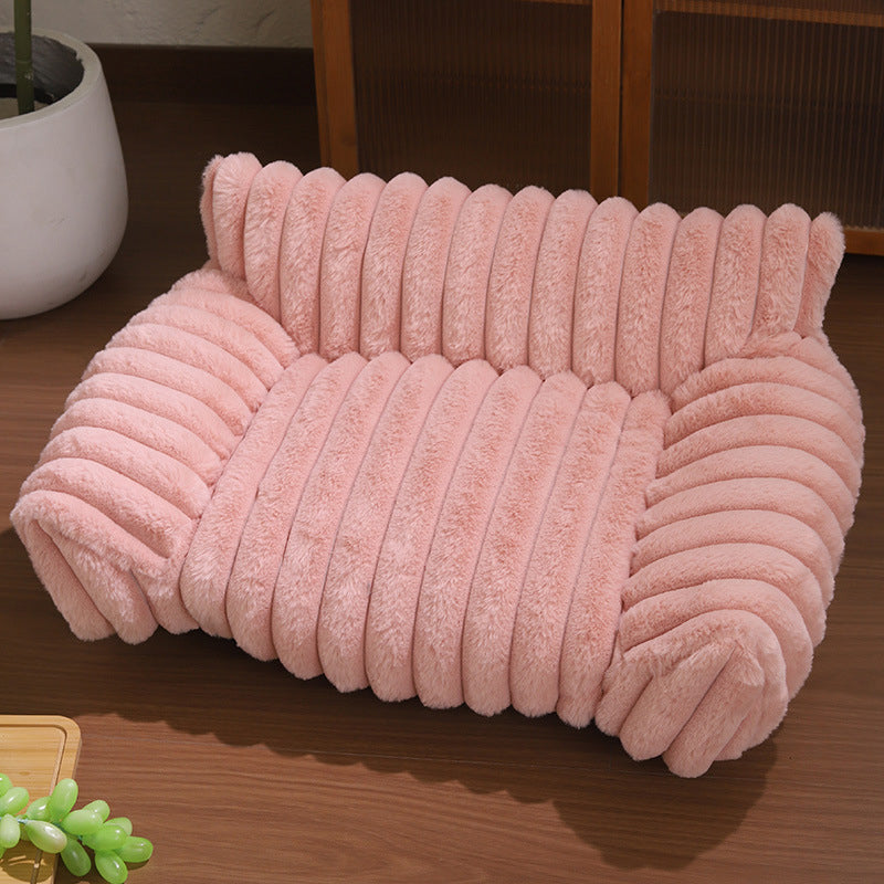🎉 LIMITED TIME 50% OFF! 🛋️ Cozy Sofa Pet Bed – Ultra-Comfortable, Raised Bolster Edges & Super-Soft Ribbed Plush – Fits Cats & Dogs ✨