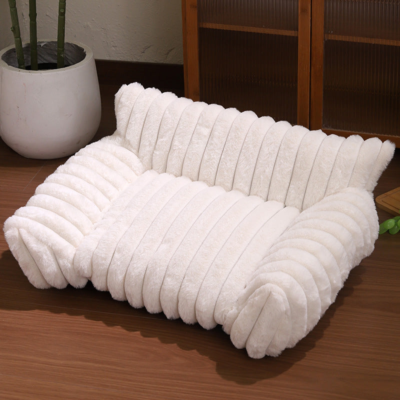 🎉 LIMITED TIME 50% OFF! 🛋️ Cozy Sofa Pet Bed – Ultra-Comfortable, Raised Bolster Edges & Super-Soft Ribbed Plush – Fits Cats & Dogs ✨