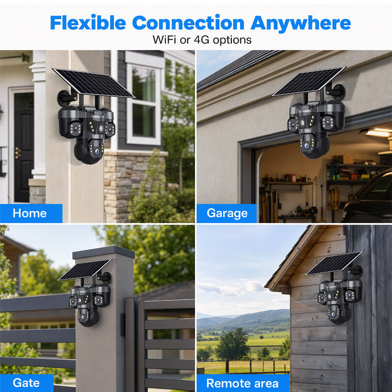📡 LIMITED‑TIME 50% OFF! ⚡ Solar Triple‑Lens WiFi Security Camera – Smart, Wireless, All‑weather ☀️