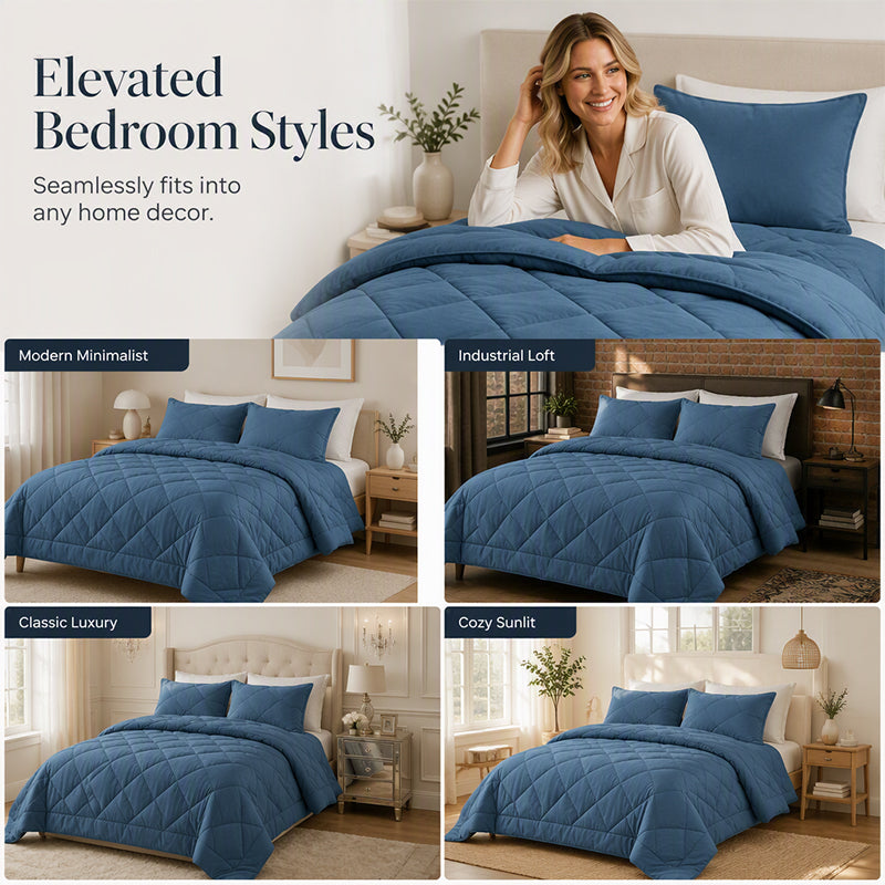 🛏️ Stop waking up cold and tangled — this 3-piece quilted set stays fluffy, breathes all season, and makes your bed look like it belongs in a hotel. 🏨