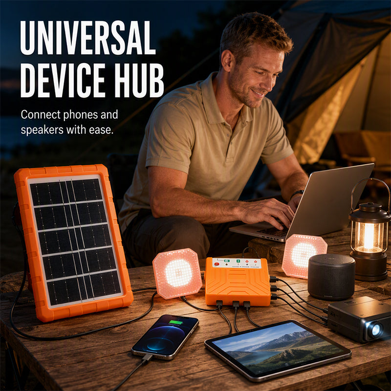 ☀️ 50% OFF NOW! Portable Solar Power System with 2 LED Lights – Off-Grid Solar Generator Kit, Multi-Port Charging Station for Camping, Emergency & Outdoor Use