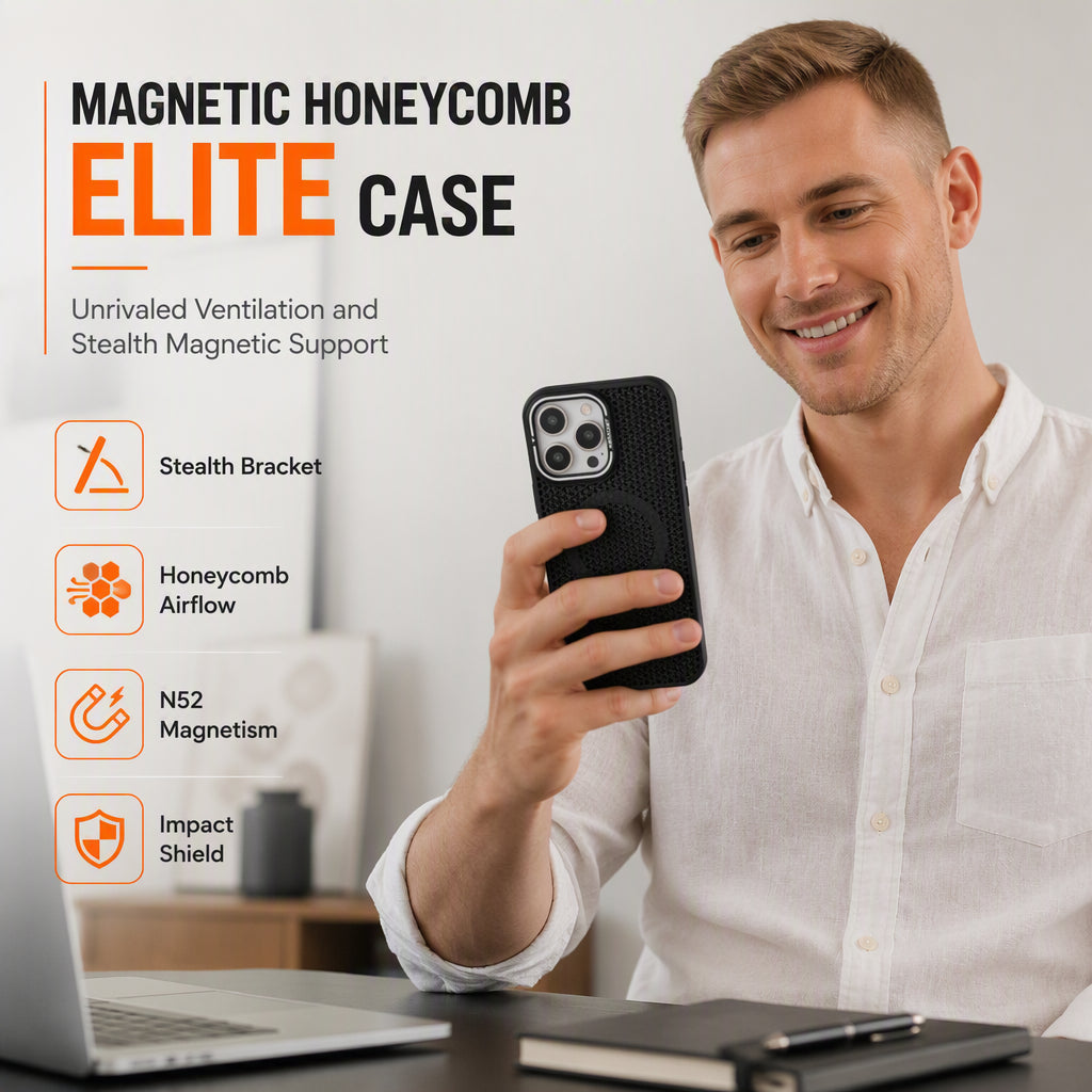 Heat Dissipating Honeycomb Magnetic Phone Case with Kickstand