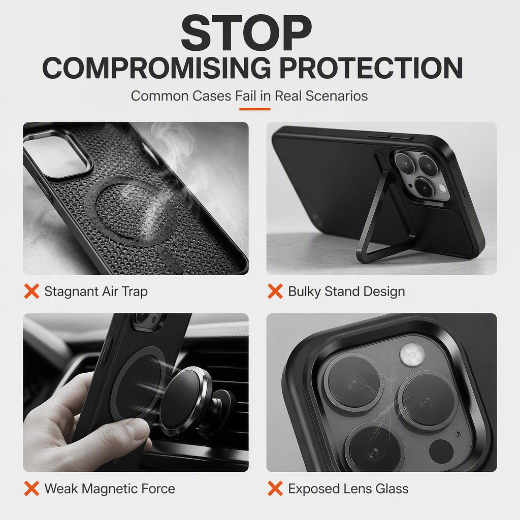Heat Dissipating Honeycomb Magnetic Phone Case with Kickstand
