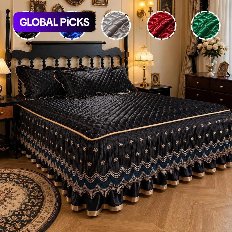 🎉 2026 Sale — Over 33,500 Sold!🛏️Quilted Elastic Four‑Corner Bed Skirt ✨