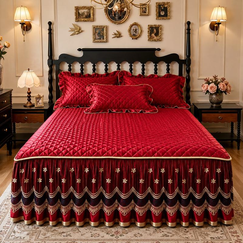 🎉 2026 Sale — Over 33,500 Sold!🛏️Quilted Elastic Four‑Corner Bed Skirt ✨
