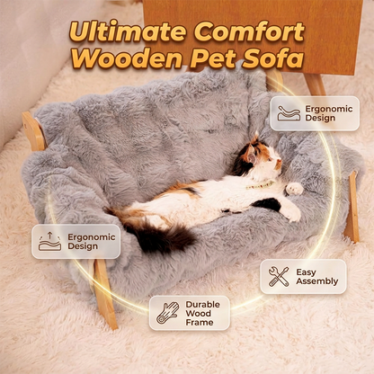 🛋️ LIMITED TIME 50% OFF! 🐾 Elevated Plush Pet Bed with Wooden Frame – Premium Comfort, Sturdy Natural Wood & Removable Washable Cover ✨