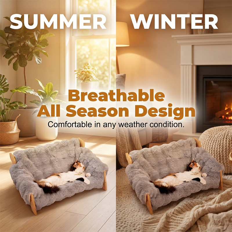 🛋️ LIMITED TIME 50% OFF! 🐾 Elevated Plush Pet Bed with Wooden Frame – Premium Comfort, Sturdy Natural Wood & Removable Washable Cover ✨