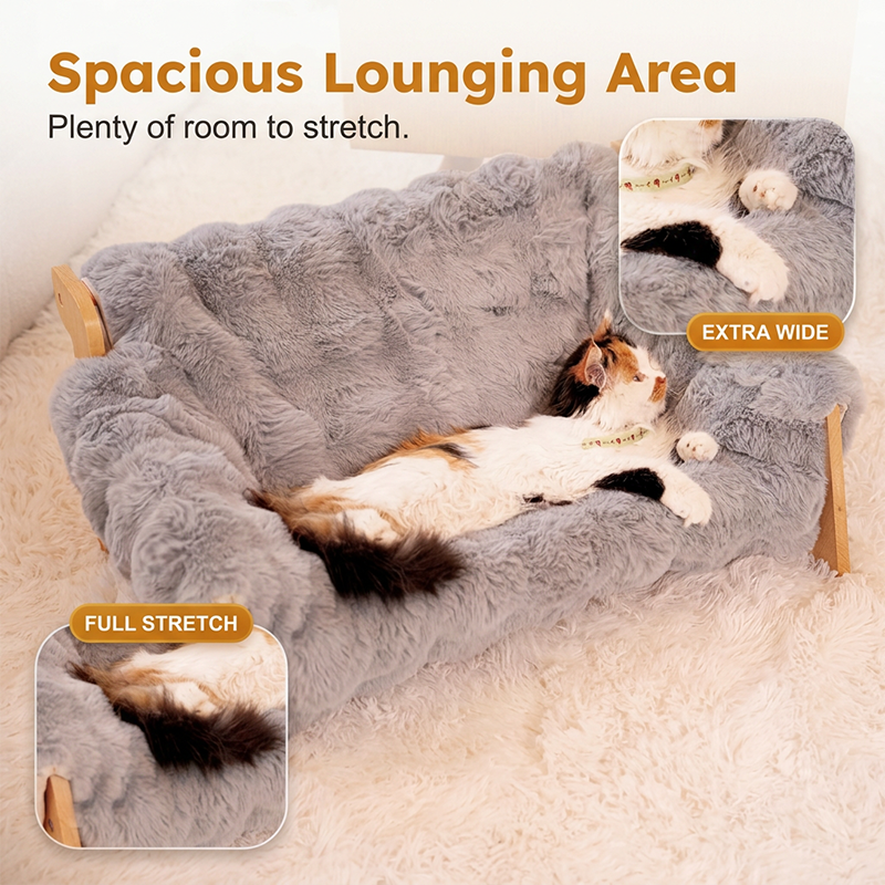 🛋️ LIMITED TIME 50% OFF! 🐾 Elevated Plush Pet Bed with Wooden Frame – Premium Comfort, Sturdy Natural Wood & Removable Washable Cover ✨