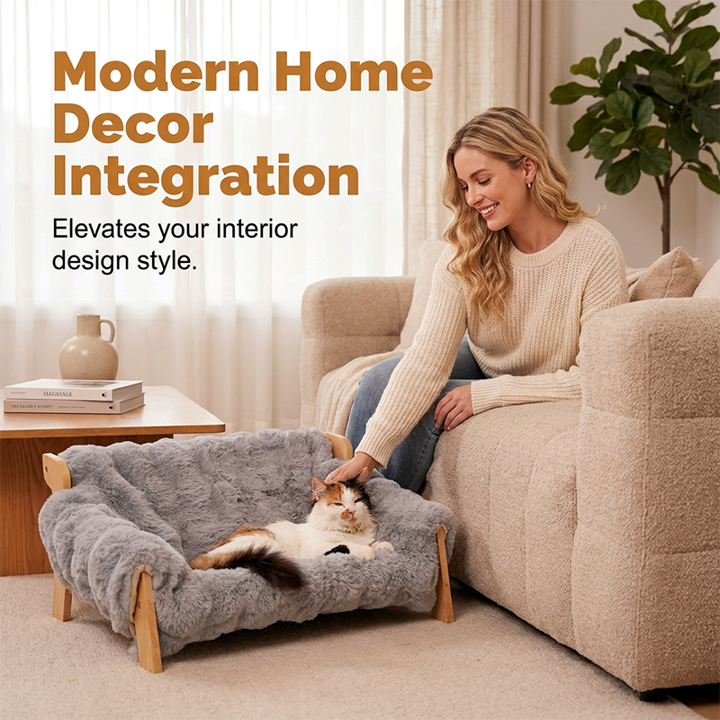 🛋️ LIMITED TIME 50% OFF! 🐾 Elevated Plush Pet Bed with Wooden Frame – Premium Comfort, Sturdy Natural Wood & Removable Washable Cover ✨